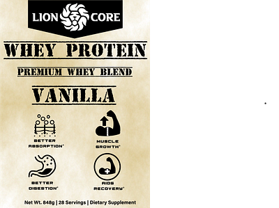 Back Label - Lion Core Whey Protein branding design label design