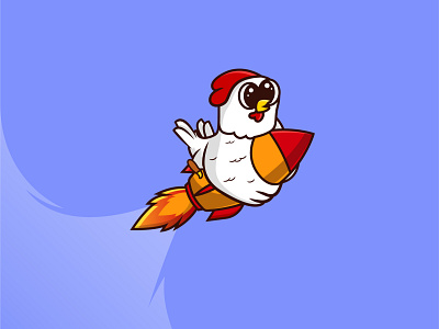 Rocket Chicken 🐔🚀 character chicken cute design icon illustration kawaii logo mascot vector