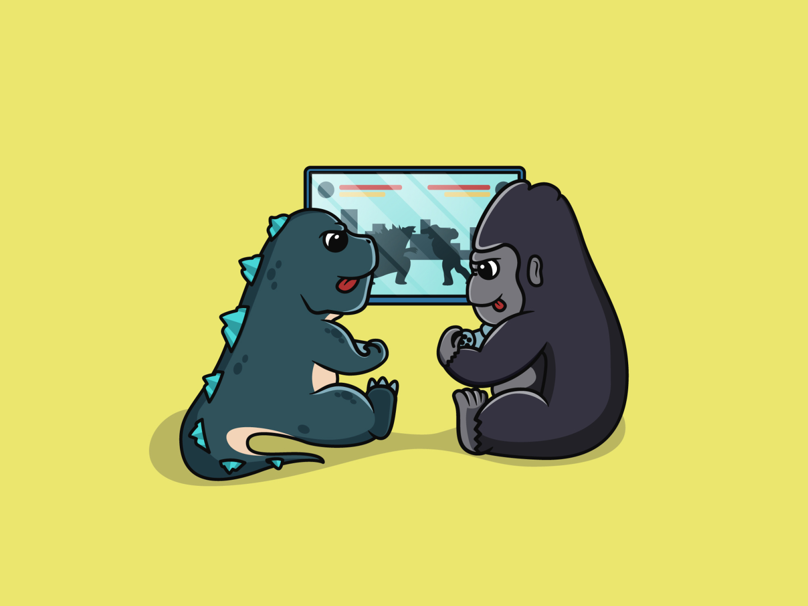 cute godzilla and kong