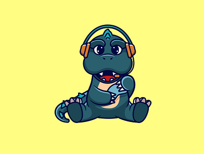 Zilla Games 🦖🎮 adorable branding character cute flat design gamestore godzilla illustration kawaii mascot vector