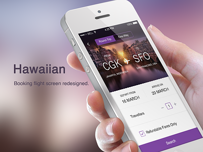 Hawaiian booking flight hawaiian ios iphone5 purple search tickets travel trip