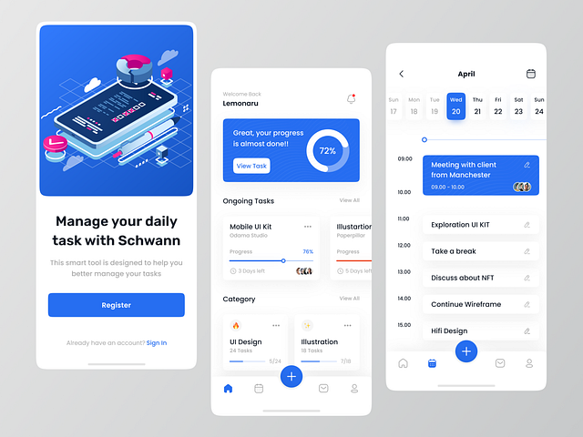 Schwann - Mobile App Exploration by Renalda Aji for Odama on Dribbble