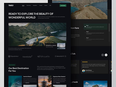 Travely - Travelling website landing page design destination explore landing page landingpage tourism travel landing page traveller travelling travelling web trip ui uidesign uiux ux vacation web website websitedesign