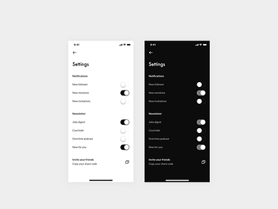 Daily UI 007 — Settings Page app clean daily ui dailyui dark mode design design system icon interface light mode settings settings page settings ui switch toggle typography ui