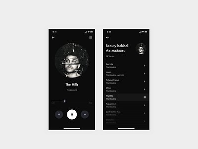 Daily UI 009 — Music player app clean daily ui daily ui 009 dailyui dark mode design design system interface music player music player app typography ui ux