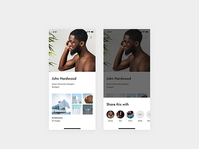 Daily UI 016 — Popup Overlay app clean daily ui daily ui 16 dailyui design system friends futura interface minimal minimalistic overlay popup portfolio profile share social