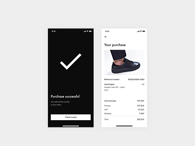 Daily UI 017 — Email Receipt app bold clean confirmation daily ui daily ui 17 dailyui email receipt futura icon info interface lato mobile purchase shoe typography