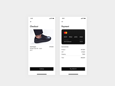 Daily UI 002 — Credit card checkout 002 app app design axel arigato checkout clean daily ui dailyui dailyui 002 design system interface mastercard payment screen sneaker ui