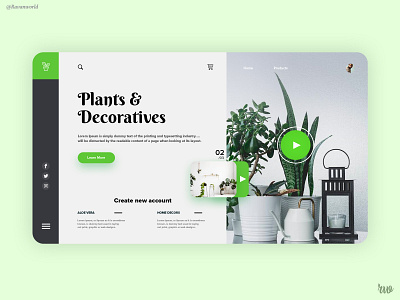 Plants & Decorative UI Web Design Concept branding design illustrator ui ux web