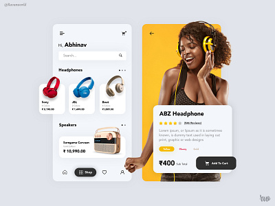 Headphones 🎧 & Speaker 🔈App UI Design Concept 📱 design ecommerce app headphones icon illustrator logo shopping typography ui ux vector web