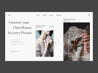 Photography Gallery Landing Page art branding clean design elegant gallery landing page minimal minimalism minimalistic photography ui uiux user experience user interface ux web design website