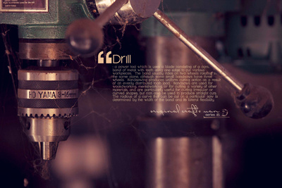 Tool Series / Macro Drill machinery macro old tool typography vintage