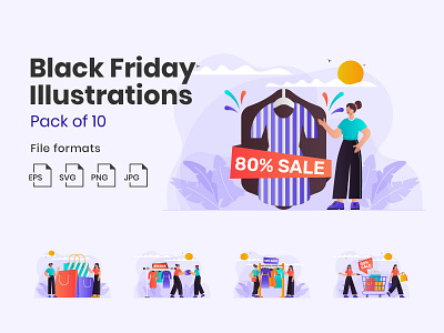 Black Friday & Sales app illustration black friday creative ecommerce sale flat flat illustration flat illustrations illustration online shopping sale sale illustration