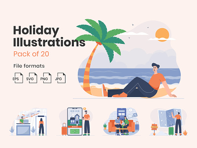 Holiday illustrations app illustration creative design flat illustration flat illustrations holiday illustration plane ticket travel vocation web illustration