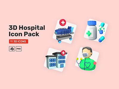 Hospital 3d icon Pack