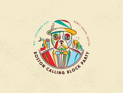 Boston Calling Block Party Logo badge branding design festival graphic design illustration line logo music texture