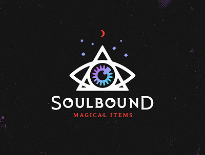 Soulbound Magical Items Logo branding design eye logo magic texture triangle type