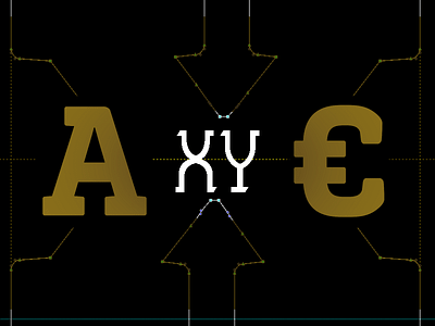 " X " and " Y" euro fontfamily sketch type typography vector