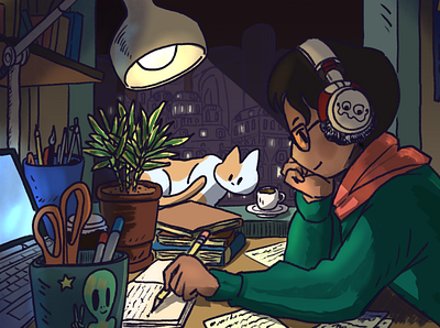 How Your Environment Impacts Your Writing colour illustration lofi study