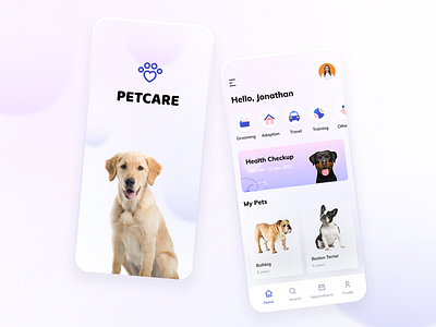 Pet care app blue colorful design design app flat interaction interface minimal moisture percare personal pet petapp petshop uiux website design