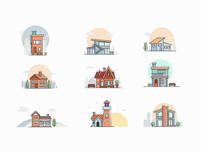 House iconic illustrations