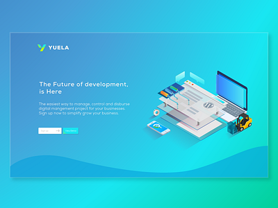 Yuela eye catching illustration landing page modern slide spectrum ui ux web designs