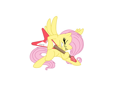 Fluttershy gitar illustrator mlp my little pony vector