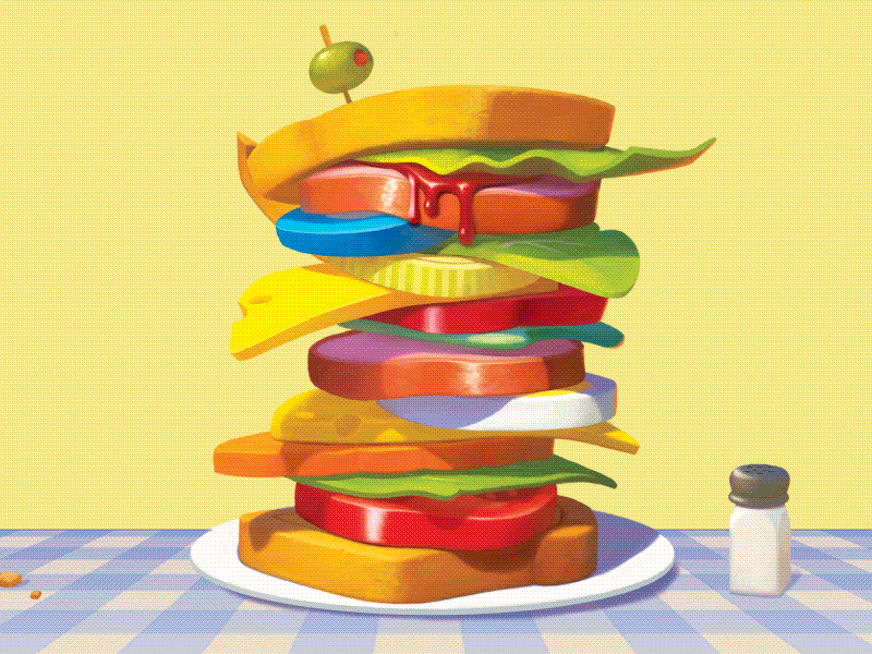 Sandwich animation bouncy bread illustration