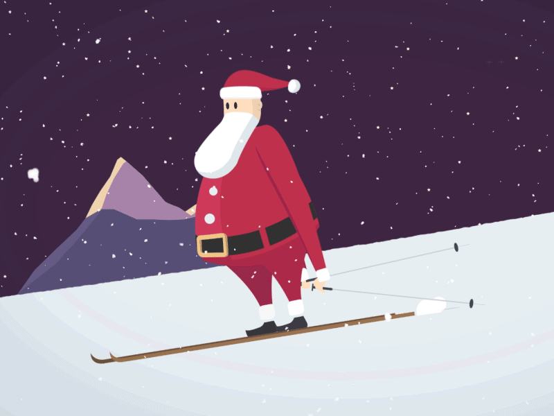 Greetings video 2d animation costume illustration santa skiing skiis snow
