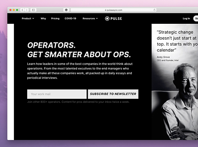 Operators ➔ Get Smarter about Ops branding getthepulse landing page product page pulse
