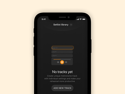 Empty state for metronome setlist page dark empty state figma illustration metronome mobile music playlist product design setlist song track ui user experience user interface ux