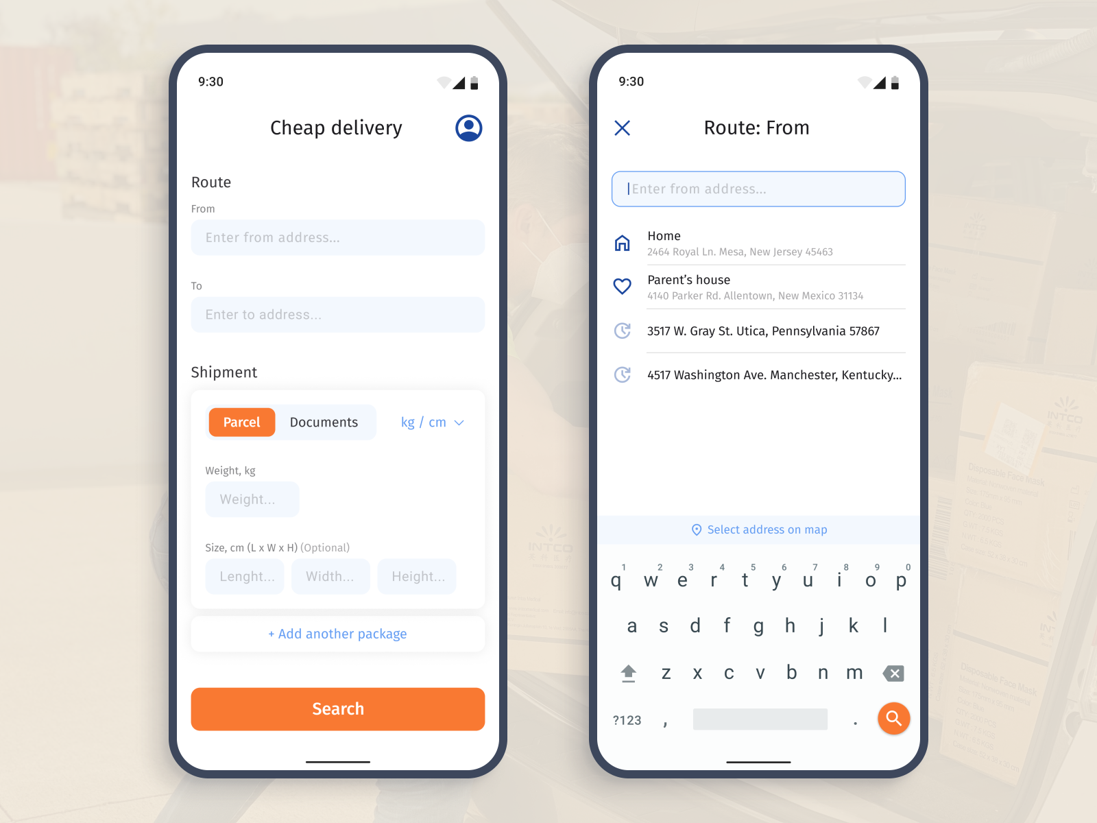 Cheap delivery and postal app by Artyom Yarovenko on Dribbble