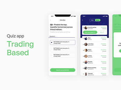 Stock trading-based quiz game with Leaderboard - UIUX design