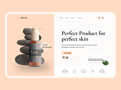 Qurux- Skin care product landing page. beauty product cosmetics design hair care health care hero area homepage landing page lanid product product page skin care ui user experience user interface ux web ui webdesign webpage website
