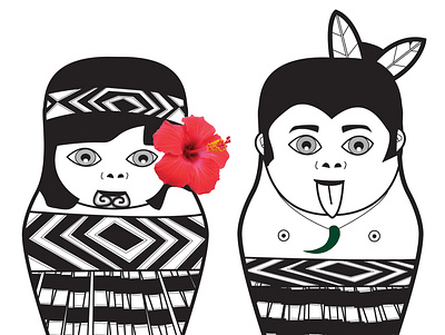 Maori Dolls illustration maori contemporary design nz art shann whitaker illustration