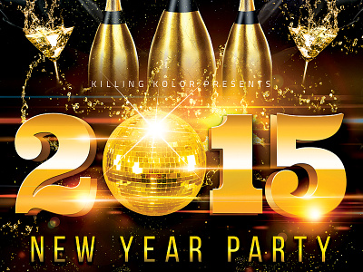 New Year Party Flyer 2015 party anniversary party birthday party celebration champagne champagne party disco flyer flyer new year nightclub party white party