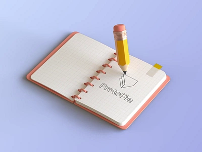 ProtoPie Branding branding logo logo mark logo sketch notes pen pencil pencil 3d protopie redesign sketchbook tech logo typography