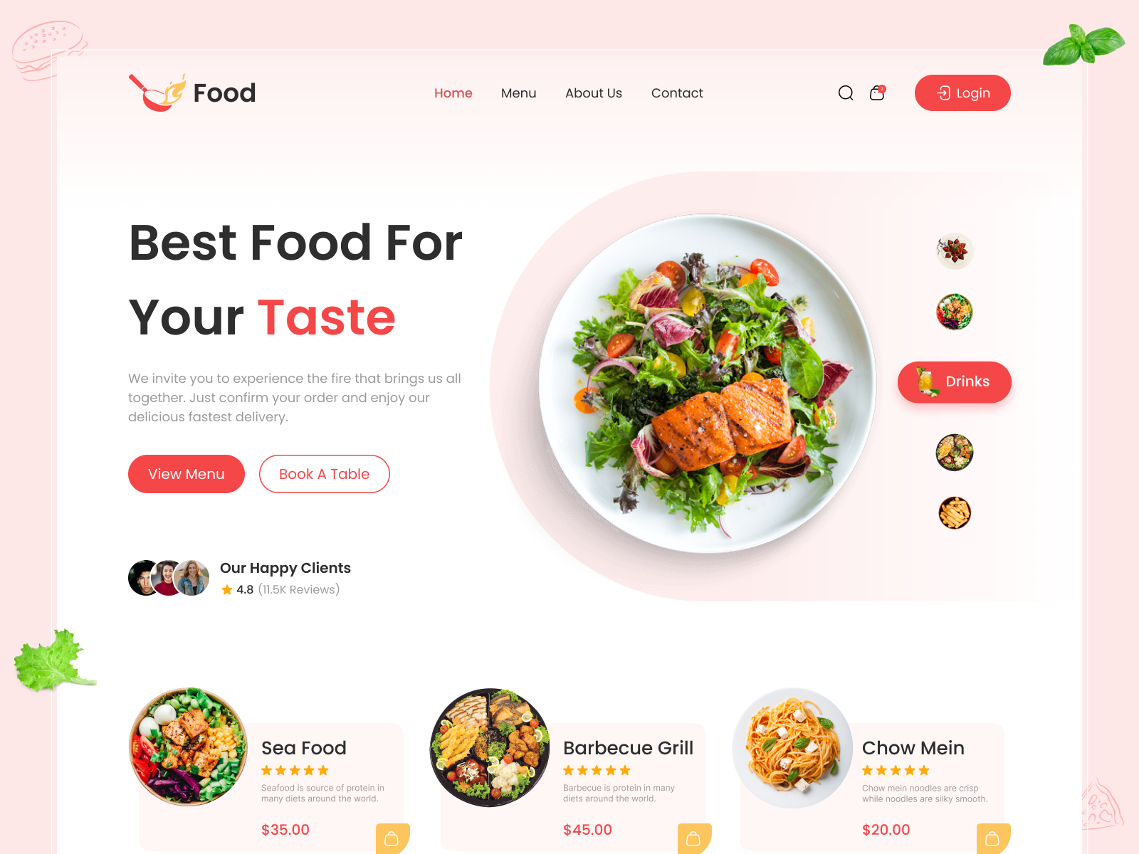 Restaurant Web Header by muminul.design on Dribbble