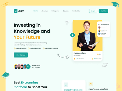 E-learning Platform clean ui course courses app education education web elearning landing page learning shapes student vector web website webui