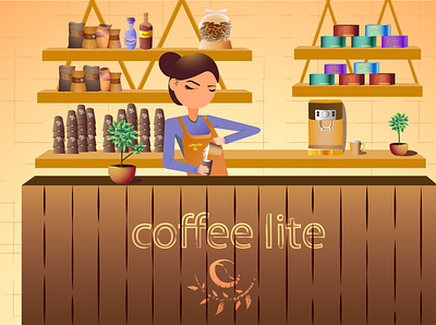 coffee lite art branding coffee coffee cup coffee shop design flat graphic design illustration lite vector website