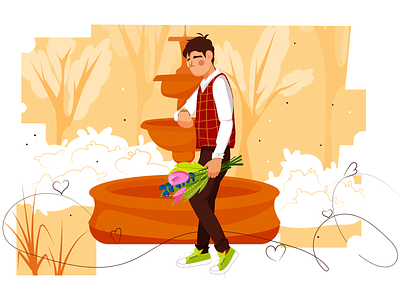 Boy in love 🥰 beloved boy charger color flat gay heart illustration love nature romantic valentines day vector