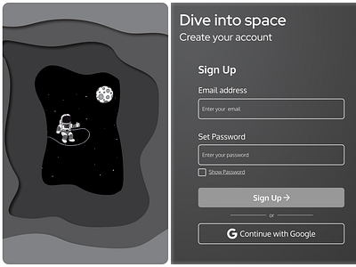 Sign Up for space exploration dailyui graphic design illustration ui