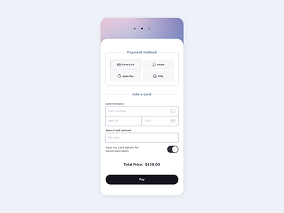 Credit Card Checkout - Mobile - Daily UI Challenge 002