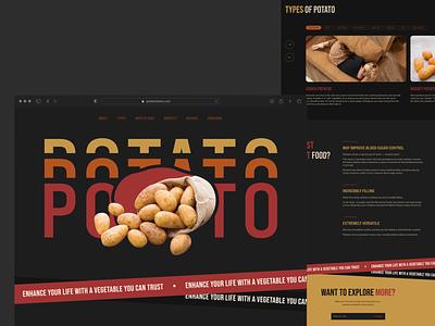 Landing Page - Daily UI Challenge 003 003 daily ui challenge dailyui dailyui 001 design figma food landing landing page one page onepage page potato trend ui ux web design