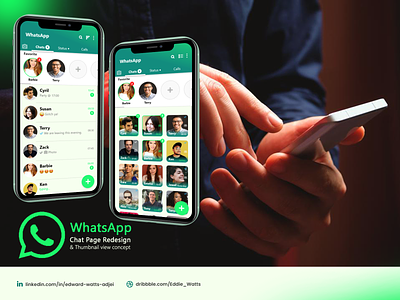 WhatsApp chat page redesign app design ui ux
