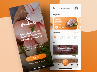 Poultrade app branding design illustration logo typography ui ux vector web