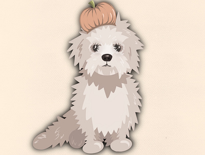 Baby-dog with pumpkin hat for Halloween 🎃 app beige dog halloween illustration logo pumpkin raster raster illustration raster to vector vector vectorart