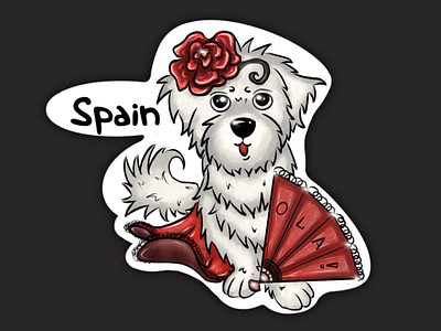 Stickerpack “Maltese-Travel” - Spain app dog illustration illustration art illustrations illustrator love maltese puppy raster raster illustration sticker stickerpack web