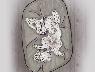 Sleepy Maltese Puppy app dog illustration illustration art illustrations illustrator luigi maltese puppy raster raster illustration web