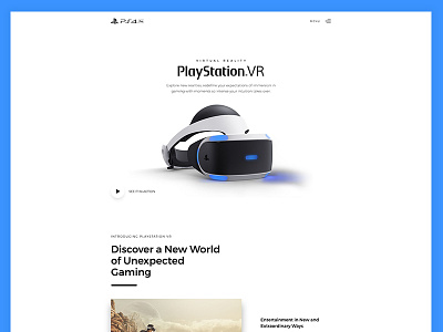 PlayStation VR Landing Page clean landing page minimalistic playstation simple ui visual design vr web